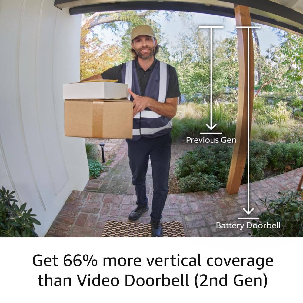 All-new Ring Battery Doorbell, Head-to-Toe Video, Live View with Two-Way Talk, and Motion Detection & Alerts (2024 release), Venetian Bronze