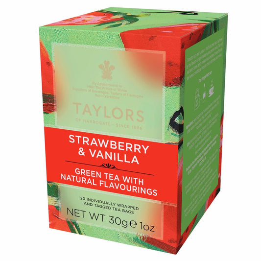 Taylors of Harrogate Strawberry & Vanilla Green Tea, 20 Count (Pack of 1)