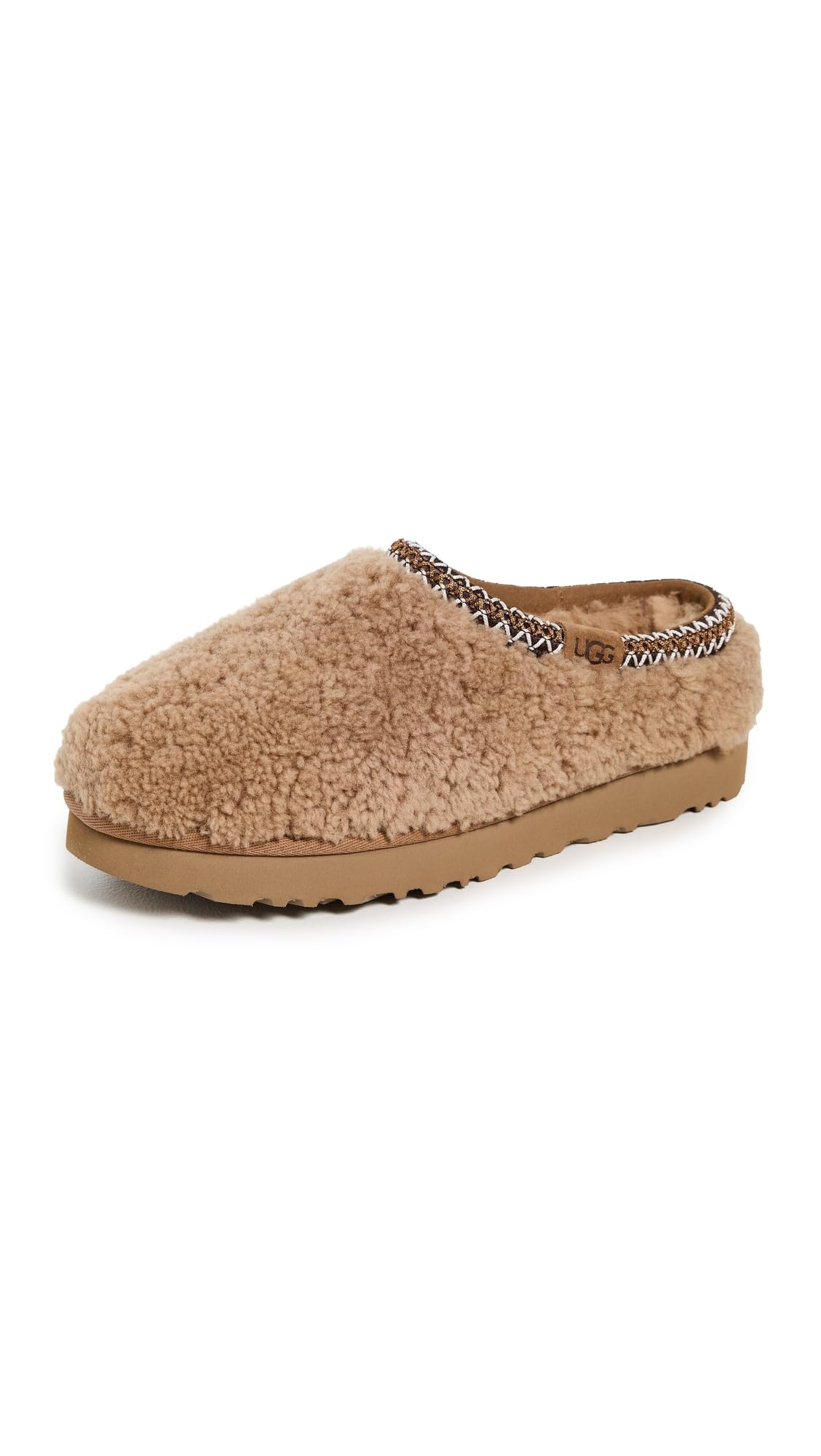 UGG Women's Tasman Maxi Curly Slipper, Chestnut, 10
