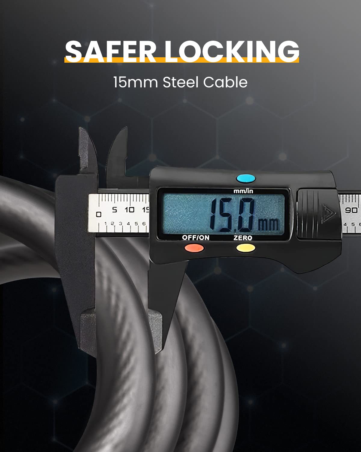 KEYSTP 5-Digit Bike Lock Cable, Heavy Duty Resettable Combination Bicycle Lock, Anti-Theft with Mounting Bracket, Waterproof Steel Cable for Scooters, E-Bikes, Outdoor Use, Black