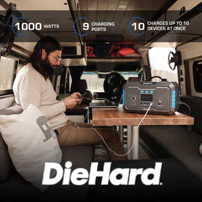 DieHard Portable Power Station 1000-Watt (2000-Watt Peak) - Quiet, Lightweight Solution for Home Backup, Weather Emergencies, Outdoor Recreation, Jobsite and more