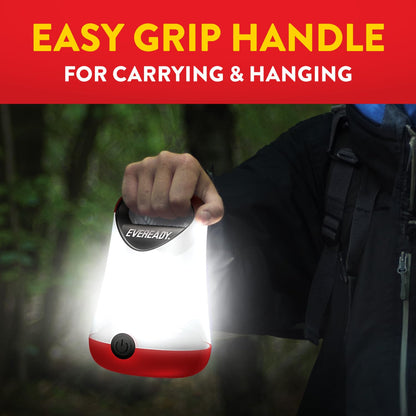 Eveready LED Camping Lantern X-250 (2-Pack), Super Bright Tent Lights, Rugged Water Resistant LED Lanterns, 100 Hour Run-time (Batteries Included), Red and Black