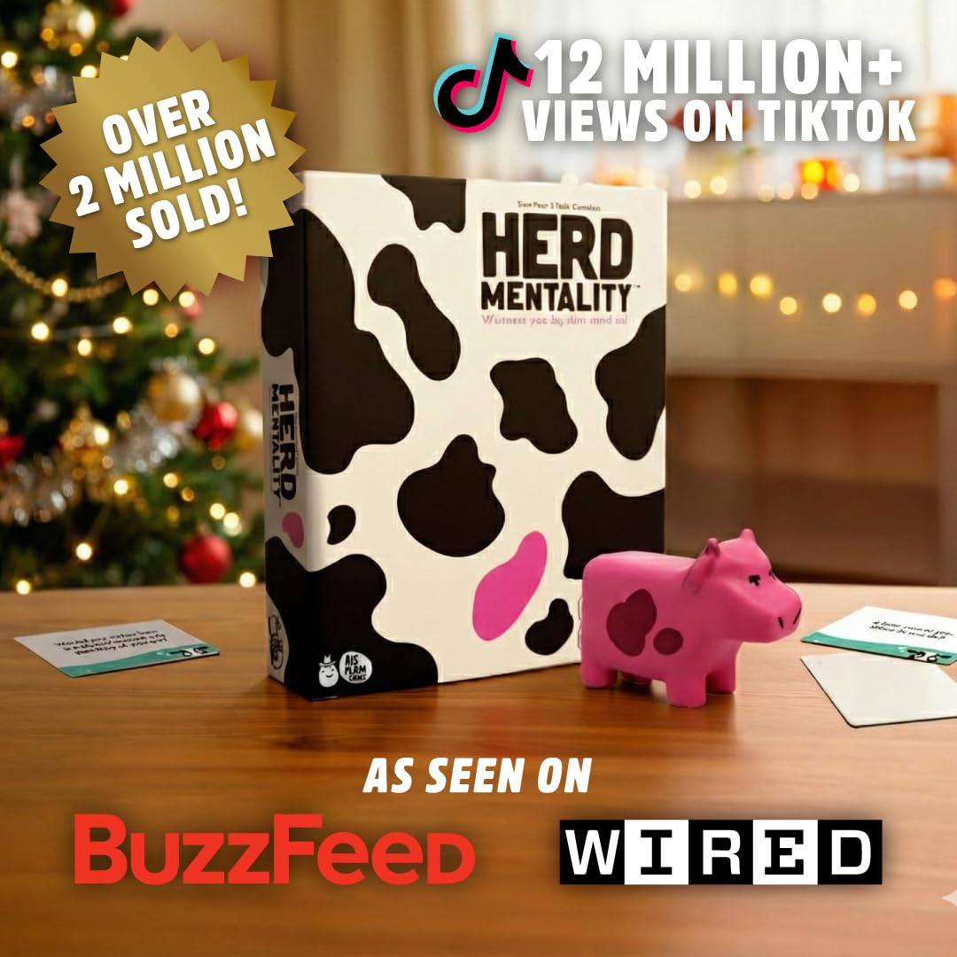 Herd Mentality: Udderly Funny Family Board Game | Easy & Fun for Big Groups of 4-20 Players | Includes 20 Extra Exclusive Questions