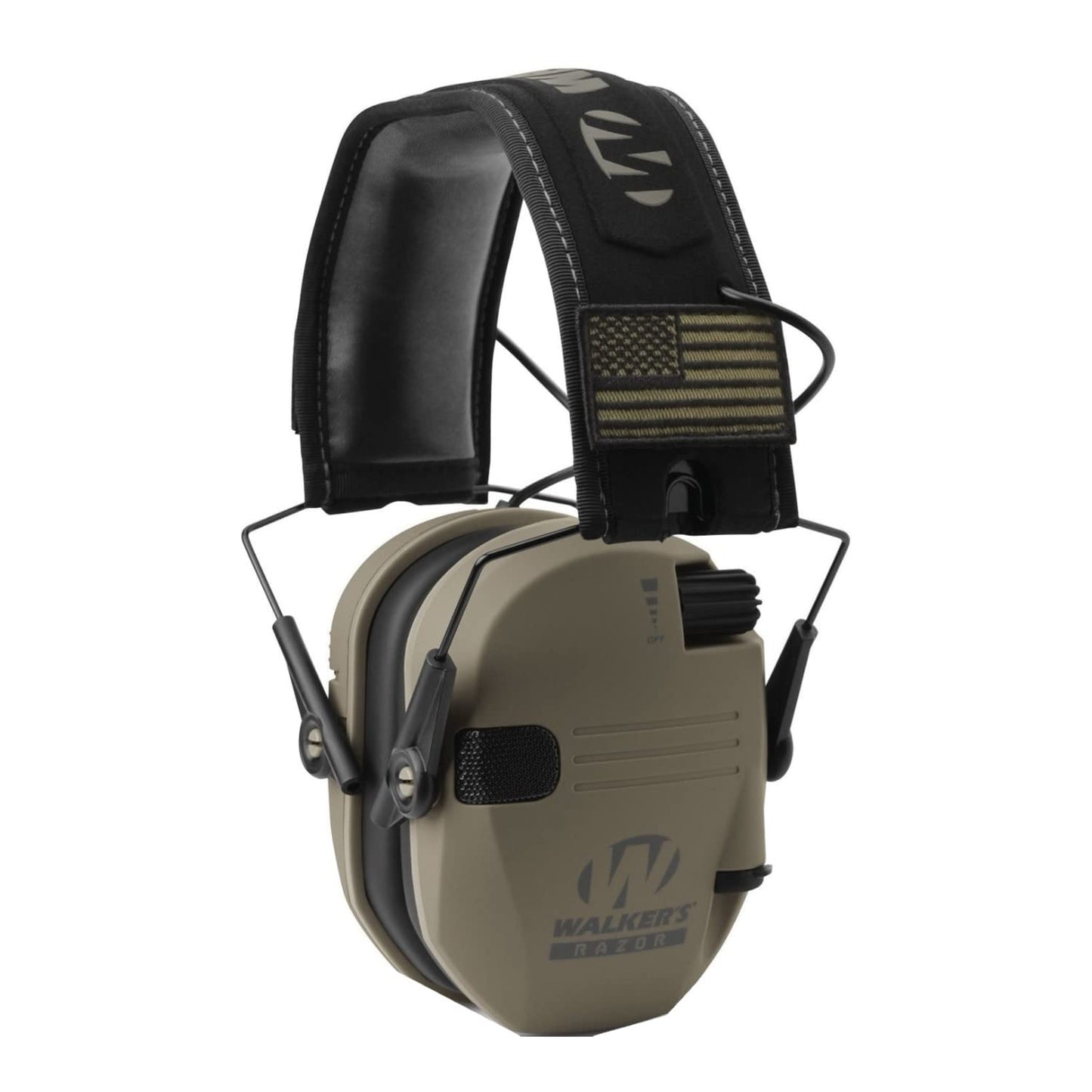 Walkers Razor Slim Shooter Electronic Folding Ear Protection Muffs, Tan Patriot