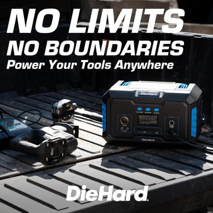 DieHard Portable Power Station 1000-Watt (2000-Watt Peak) - Quiet, Lightweight Solution for Home Backup, Weather Emergencies, Outdoor Recreation, Jobsite and more
