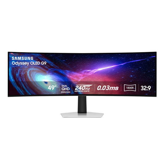 SAMSUNG 49" Odyssey QD-OLED (G93SC) Series Curved Gaming Monitor, 240Hz, 0.03ms,Dual QHD,DisplayHDR True Black 400,AMD FreeSync Premium Pro,Height Adjustable Stand,3 Year Warranty,LS49CG932SNXZA