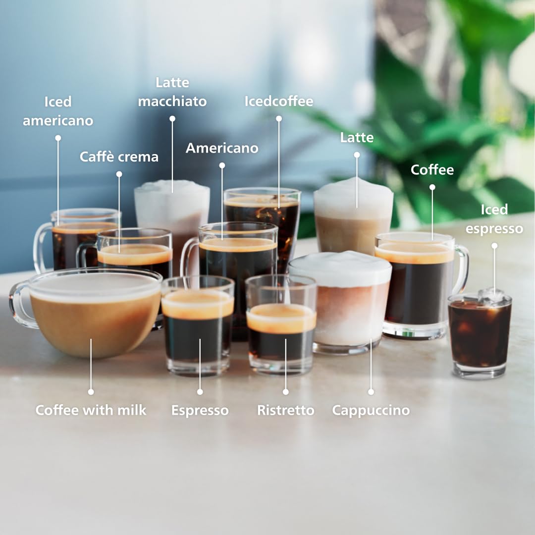Philips 4400 Series Fully Automatic Espresso Machine – 12 Hot & Iced Coffees, Quick-to-Clean LatteGo Milk System, SilentBrew, QuickStart, Ceramic Grinder, Black Chrome (EP4444/90)