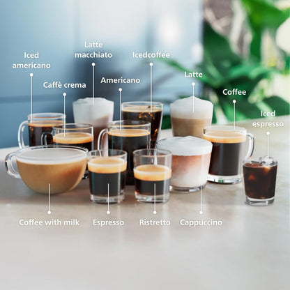 Philips 4400 Series Fully Automatic Espresso Machine – 12 Hot & Iced Coffees, Quick-to-Clean LatteGo Milk System, SilentBrew, QuickStart, Ceramic Grinder, Black Chrome (EP4444/90)