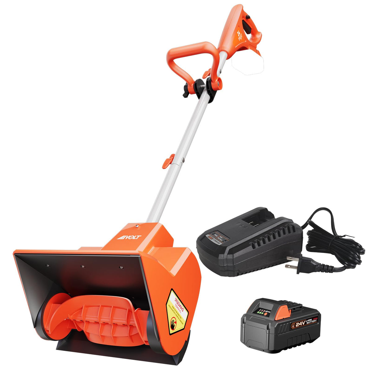 Cordless Snow Shovel, 24V | 13-Inch | 4-Ah Battery Powered Snow Blower, 400W Motor, Battery & Fast Charger Included, Electric Snow Removal for Driveways, Steps and Walkways