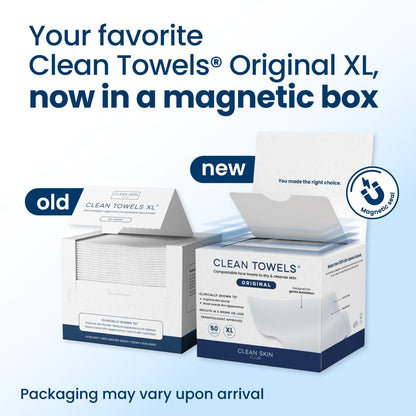 Clean Skin Club Clean Towels XL®, 100% USDA Biobased Face Towel, Disposable Face Towelette, Eczema Association Accepted, Makeup Remover Dry Wipes, Ultra Soft, 50 ct per pack, 6 Packs, 300 Ct Total