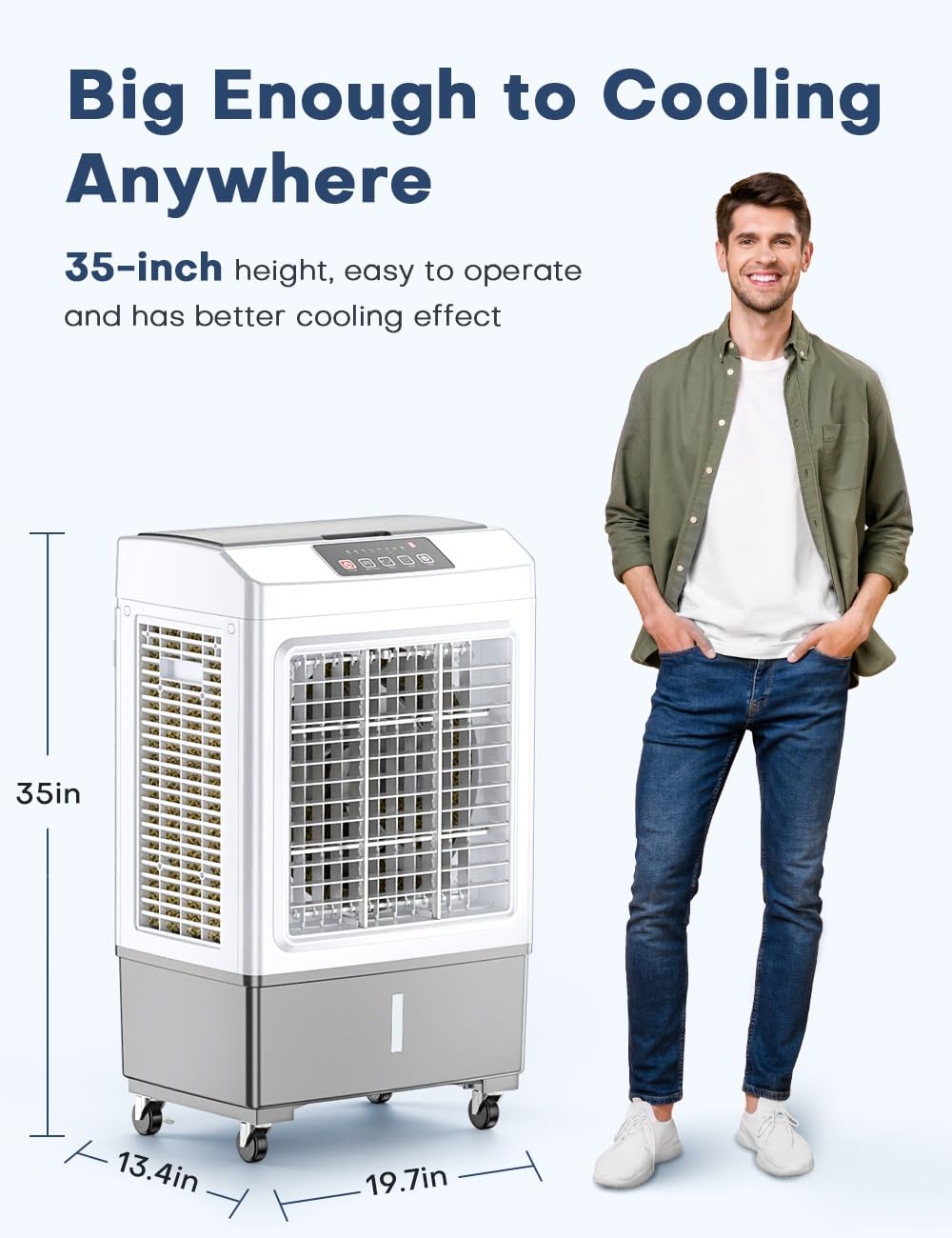 BALKO Evaporative Air Cooler, 2100CFM Windowless Air Conditioner Cooling up to 700 Sq.ft, Swamp Cooler Air Conditioner w/2 Modes & 3 Speeds, 7H Timer & Remote, Portable for Room Garage Patio