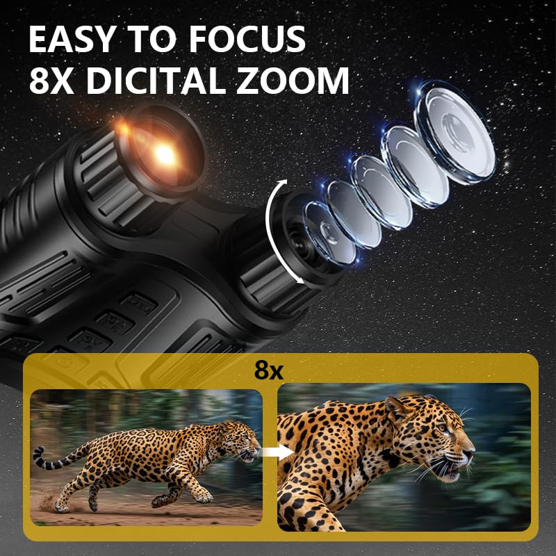 Night Vision Binoculars for Adults, 4K HD Night Vision Goggles with Video Recording, for Men, Boys, Father's Day, Christmas for Outdoor Night Adventure, Wildlife Watching