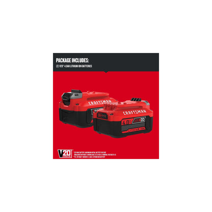 CRAFTSMAN V20 4Ah Lithium Ion Power Tool Battery 2-Pack (CMCB204-2)