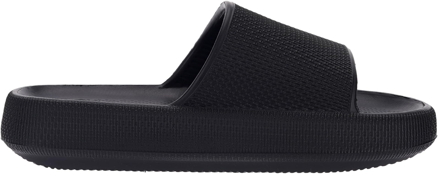 BRONAX Pillow Slippers for Women and Men | House Slides Shower Sandals | Cushioned Thick Sole 44-45 Black