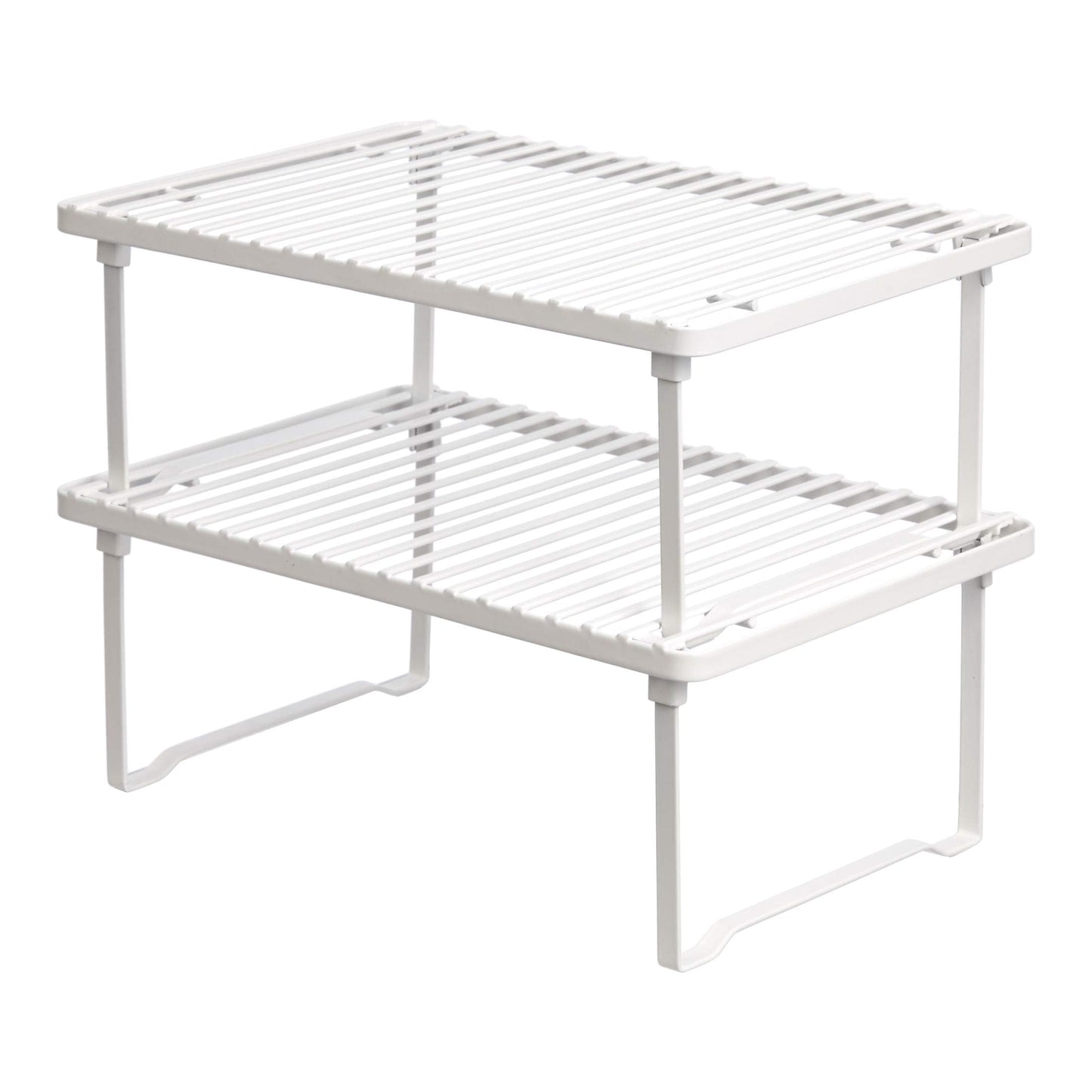 Amazon Basics Stackable Metal Kitchen Storage Shelves for Dishes, 12.5" L x 8" D x 4.5" H, Set of 2, White