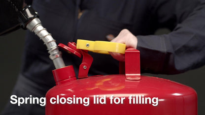 Eagle 5 Gallon Type I Red Safety Gas Can for Gasoline with Flame Arrester, Self-Closing Lid, and F-15 Funnel, Made in the USA, Galvanized Steel Flammable Storage Can, UI50FS