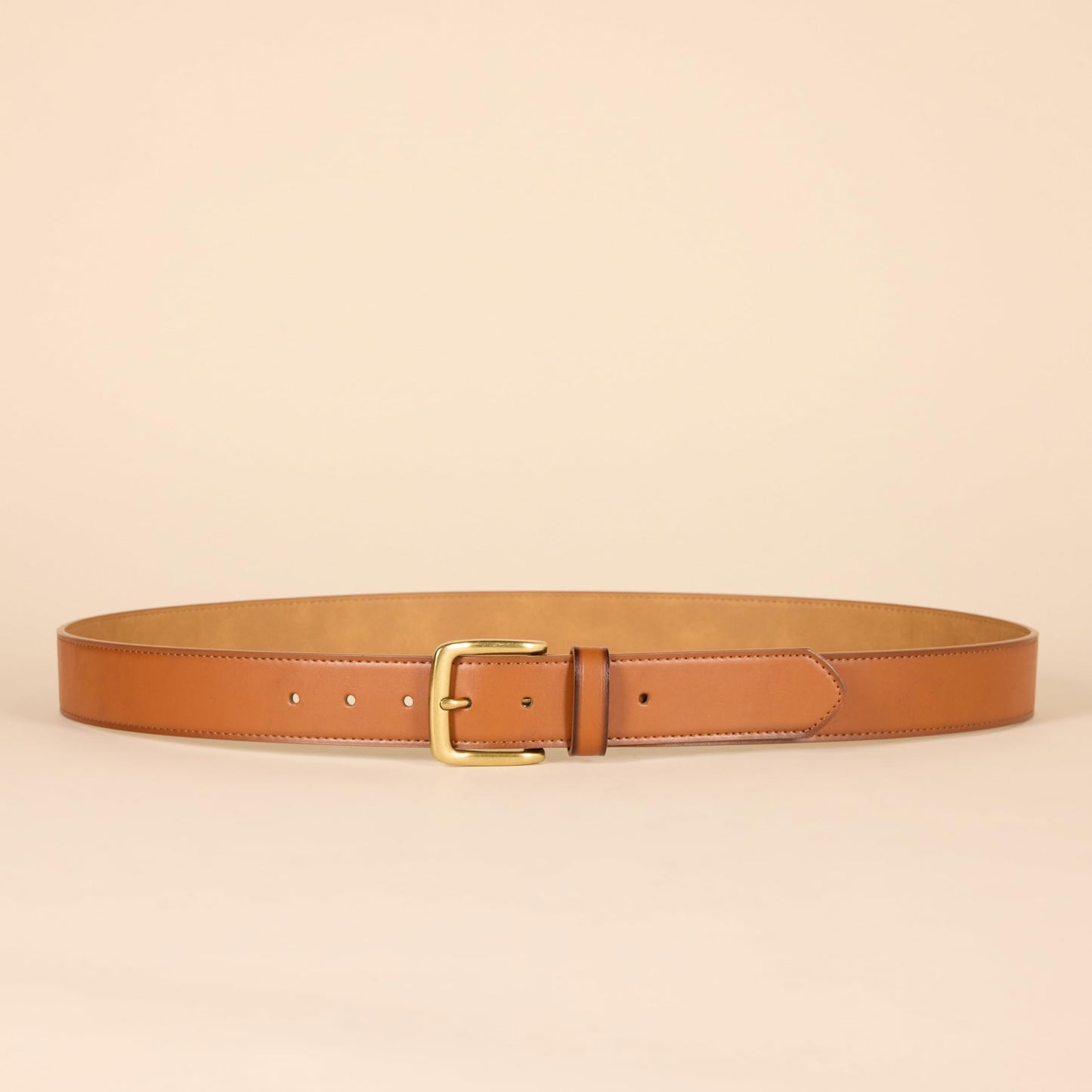 Amazon Essentials Men's Raw Edge Jeans Belt, Tan, 30