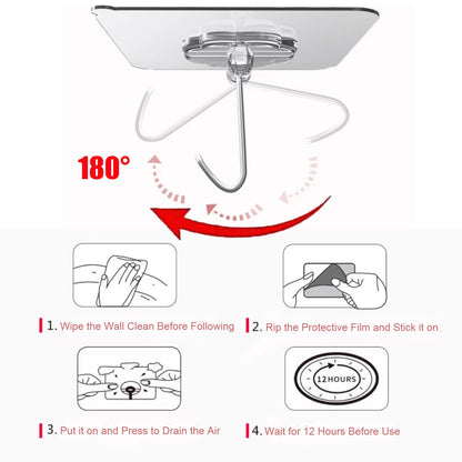 DDMY Heavy Duty Hook 24 Pack Self Adhesive Hooks for Hanging Wall Hooks Transparent Reusable Waterproof Adhesive Sticky Hook for Kitchen Curtain, Towel Bathroom,Coat Shower Door Utility No Damage
