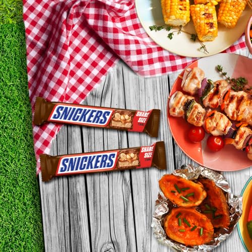 SNICKERS Milk Chocolate Candy Bars - Individually Wrapped Share Size Milk Chocolate Bars, 3.29 oz, Pack of 24 Bulk Box