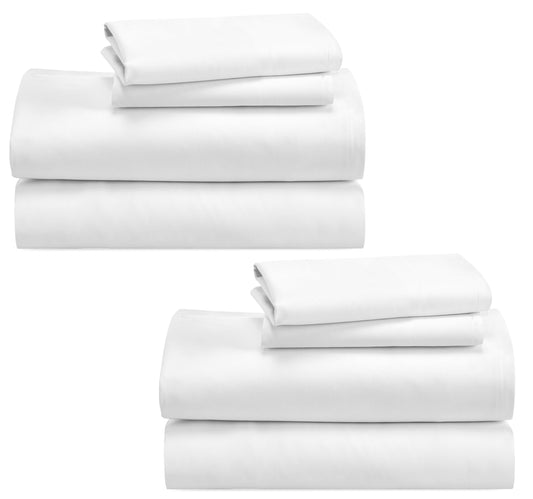 California Design Den 100% Cotton 2-Pack Sheets for King Size Bed, Soft & Durable King Size Deep Pocket Sheet Sets, King Sheet Set with Sateen Weave, Cooling Sheets (White)