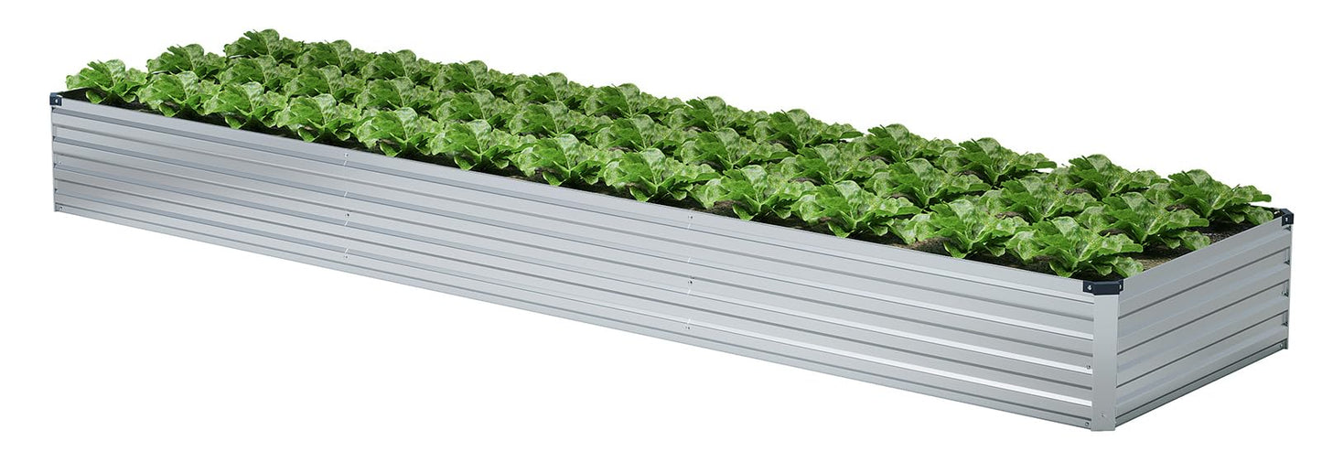 Meberam 12x2x1FT Galvanized Raised Garden Beds Kit Large Outdoor Metal Gardening Planter Box for Vegetable Elevated Flower Herbs, Silver