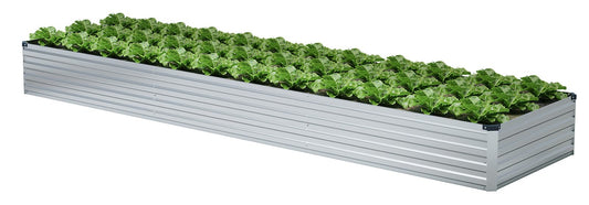 Meberam 12x2x1FT Galvanized Raised Garden Beds Kit Large Outdoor Metal Gardening Planter Box for Vegetable Elevated Flower Herbs, Silver