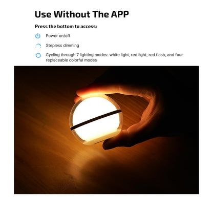 OLIGHT Sphere Smart Night Light, 75 lumens Stepless Dimming Table Lamp with Remotely APP Control, Magnetic Rechargeable RGB Ambient Lighting for Sleeping, Reading, and Relaxation