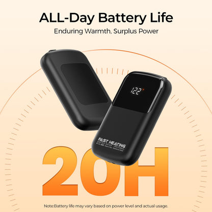 Hotdot AI Hand Warmers Rechargeable with Gift Box, 2 Pack Portable Electric Hand Warmer with LED Display Battery and Temperature, Fast Heating, for Men, Women, Hunting Camping Black