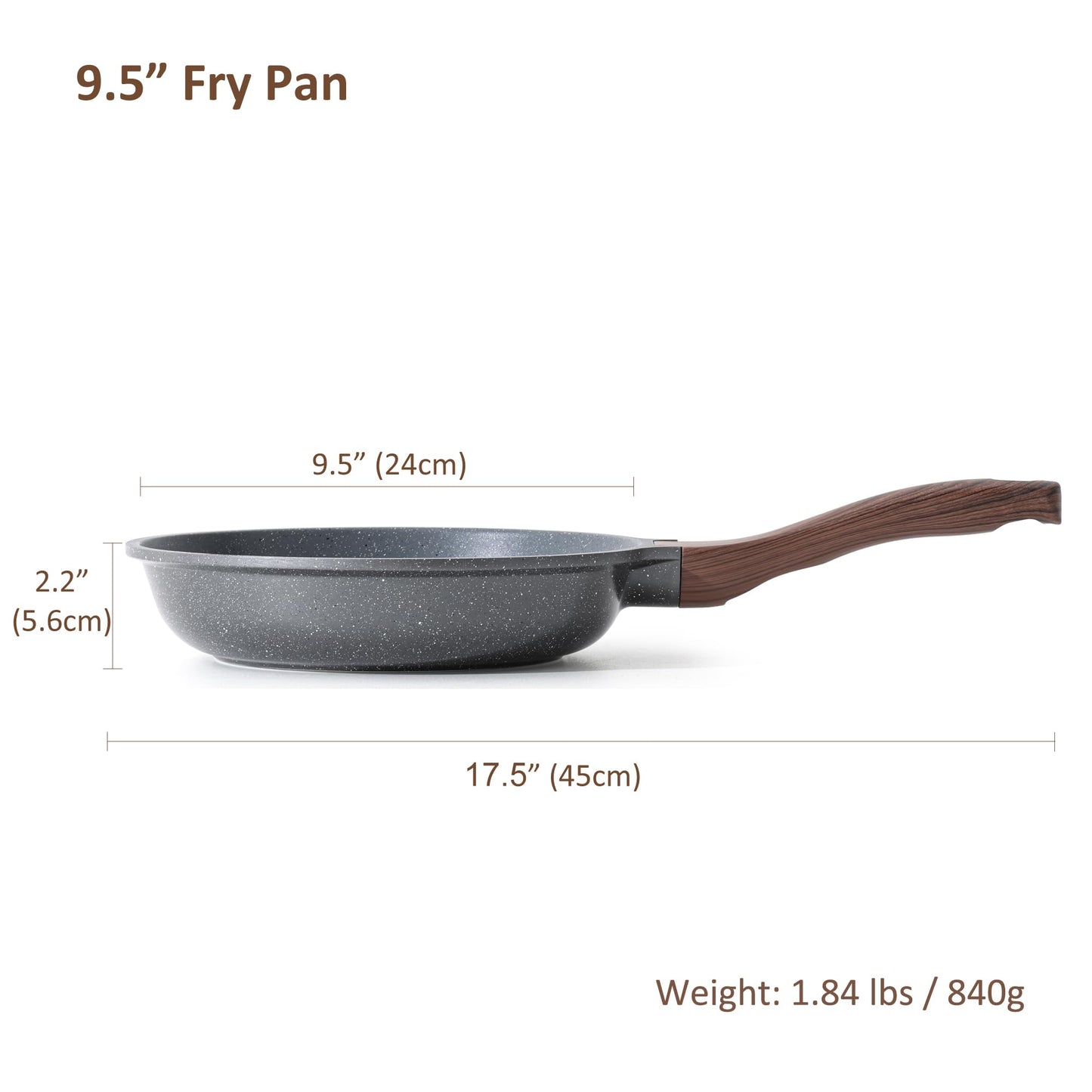 SENSARTE Nonstick Frying Pan Skillet, Swiss Granite Coating Omelette Pan, Healthy Stone Cookware Chef's Pan, PFOA Free (8/9.5/10/11/12.5 Inch) (9.5 Inch)