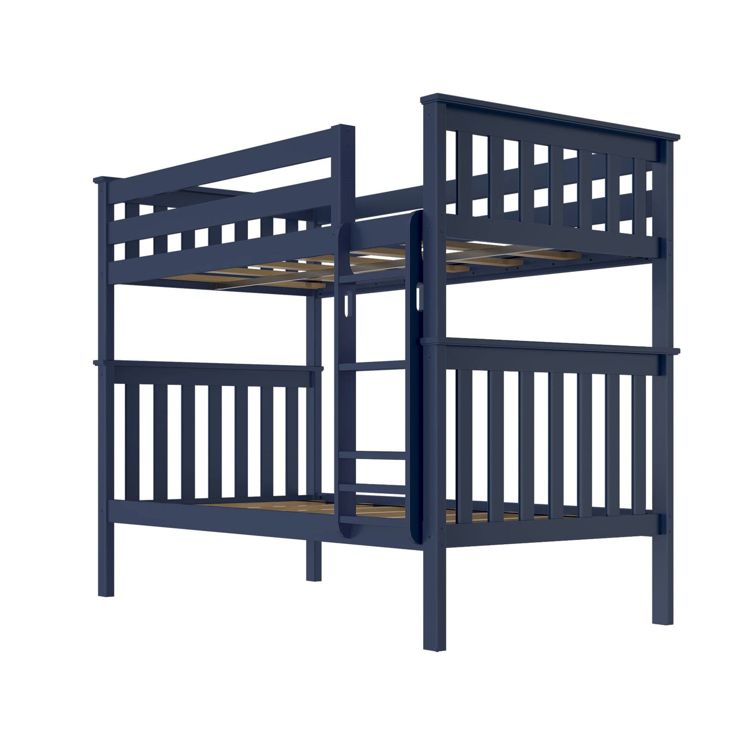 Max & Lily Bunk Bed Twin over Twin, Solid Wood Bunk Bed Frame with Ladder for Kids, 14" Safety Guardrails, Easy Assembly, No Box Spring Needed, Blue