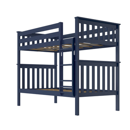 Max & Lily Bunk Bed Twin over Twin, Solid Wood Bunk Bed Frame with Ladder for Kids, 14" Safety Guardrails, Easy Assembly, No Box Spring Needed, Blue