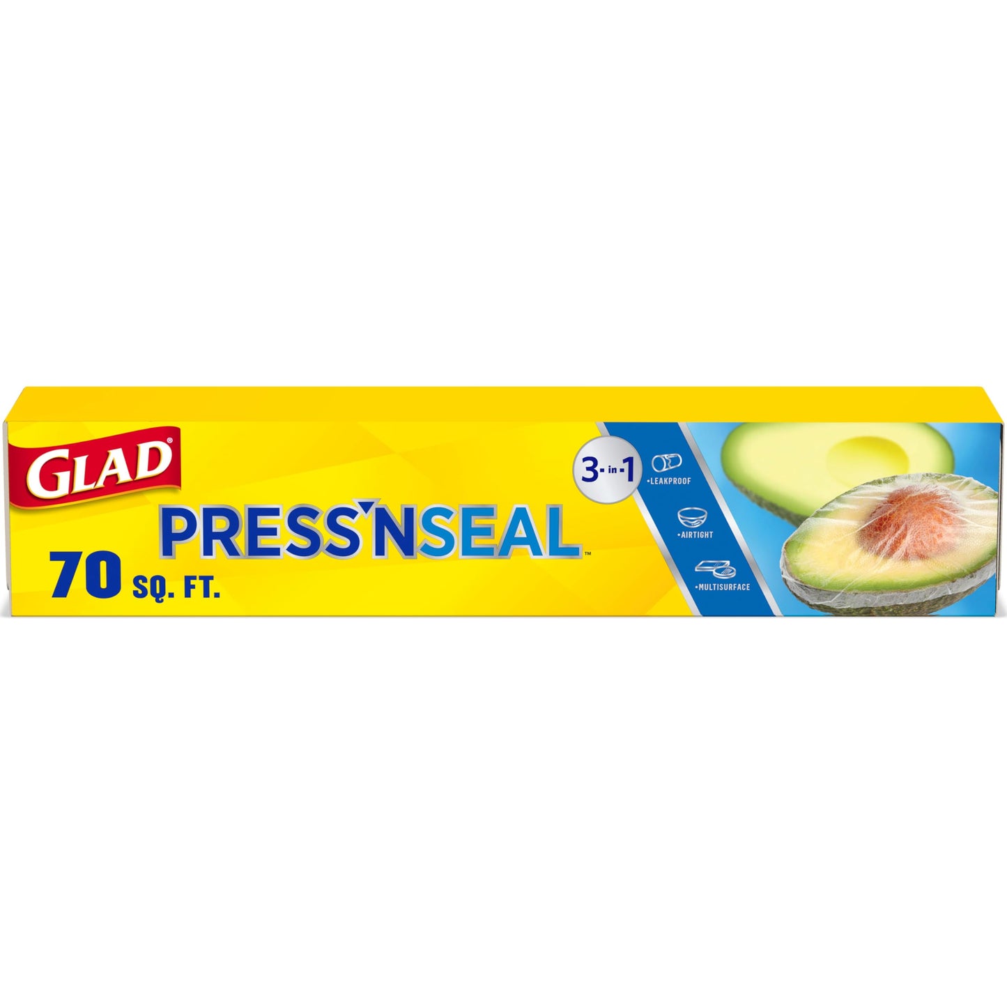 Glad Press'N Seal Food Plastic Wrap, 70 Square Foot Roll (Package May Vary)