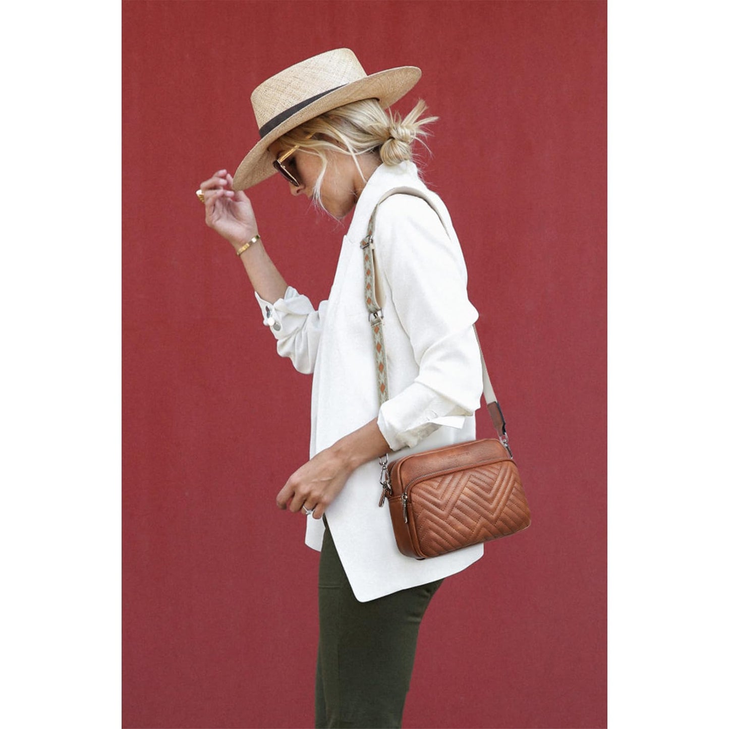 BOSTANTEN Quilted Crossbody Bags for Women Vegan Leather Purses Small Shoulder Handbags with Wide Strap