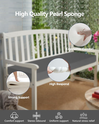 Navenwelle 48x18x3“ Outdoor Bench Cushion, Strengthen Waterproof Seat Cushions, High-Density Bench Pad with Anti-Slip Bottom, Outdoor Cushion for Patio Garden Swing Furniture (Grey)