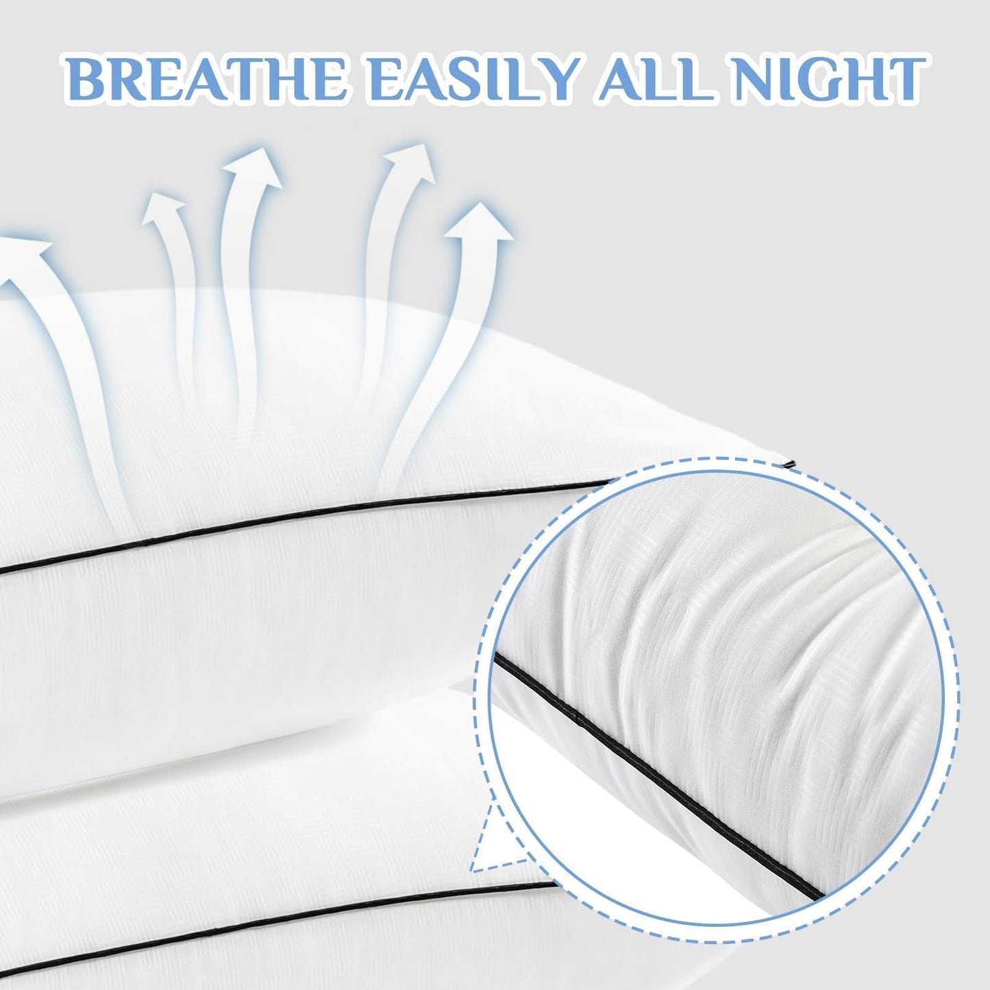 JOLLYVOGUE King Size Pillows Set of 4, Collection Bed Pillows for Sleeping, Hotel Quality Pillows for Side, Back and Stomach Sleepers, Soft and Supportive Oeko-Tex Certified Down Alternative Filling