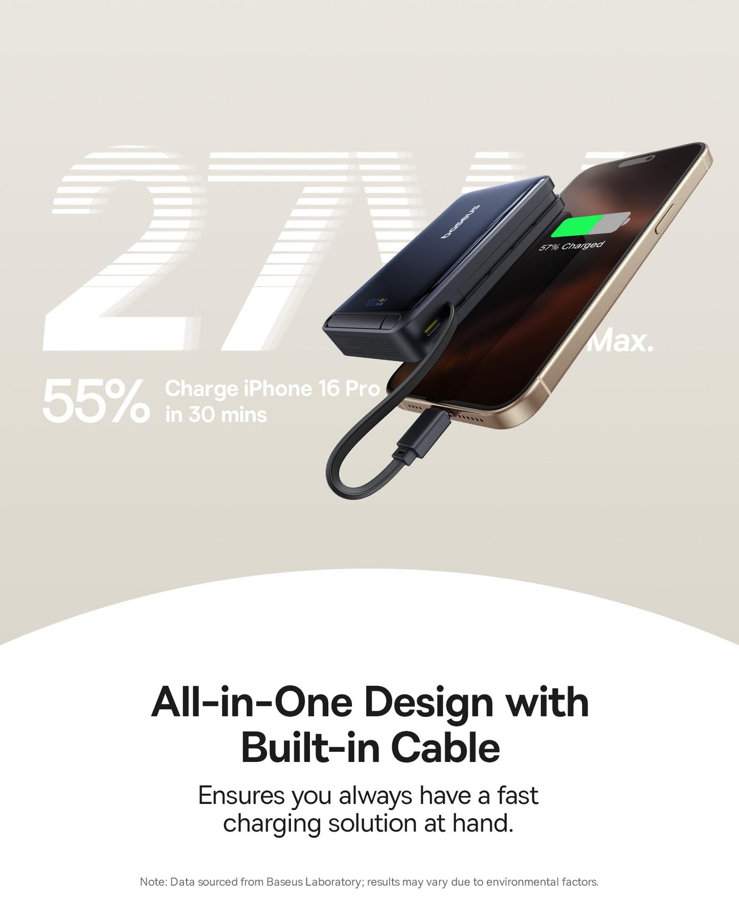 Baseus Qi2 Certified 15W for Magsafe Battery Pack, Nomos P2 30W Fast Charging Portable Phone Charger 10,000mAh Power Bank with USB-C Cable & Smart Display for iPhone 16/15/14/13/12 Series -(Black)