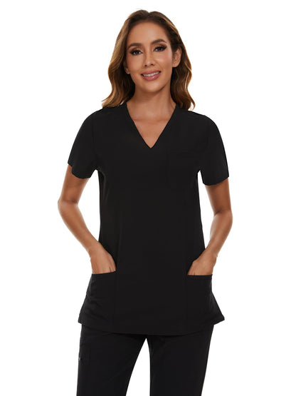 COZYFIT Scrubs for Women Set - Stretch V-Neck Scrub Top & Jogger Pant with 8 Pockets, Yoga Waistband, Anti Wrinkle, Slim Fit Women Scrubs