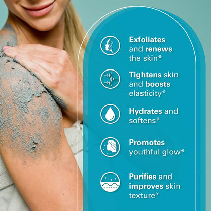 Exfoliating Charcoal Scrub with Collagen & Stem Cells – Salt Scrub for Body Toning, Cellulite, Armpit Detox, and Skin Smoothing for Face, Feet, and Body by M3 Naturals.