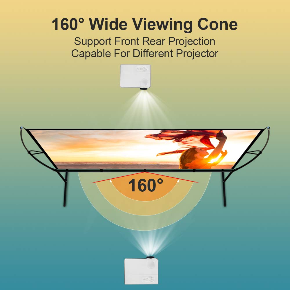 Projector Screen with Stand Foldable Portable Movie Screen（16：9）, HD 4K Double Sided Indoor Outdoor Projection Screen for Home Theater (100 Inch) …
