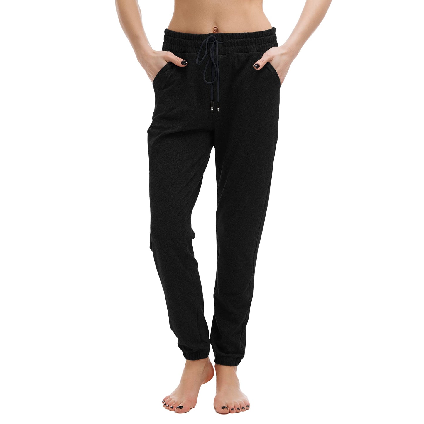 Stanpetix Joggers for Women with Pockets - Black Sports Pants Sweatpants for Running Exercise (Black,XL)