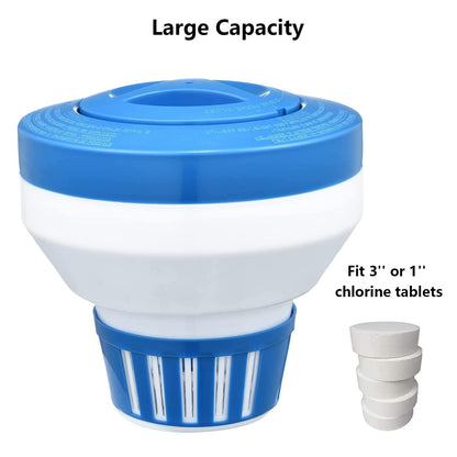Pool Chlorine Floater, 7.5" Large Floating Chlorine Dispenser, Optimal Pool with Adjustable Release for Indoor & Outdoor Swimming Pool Hot Tub