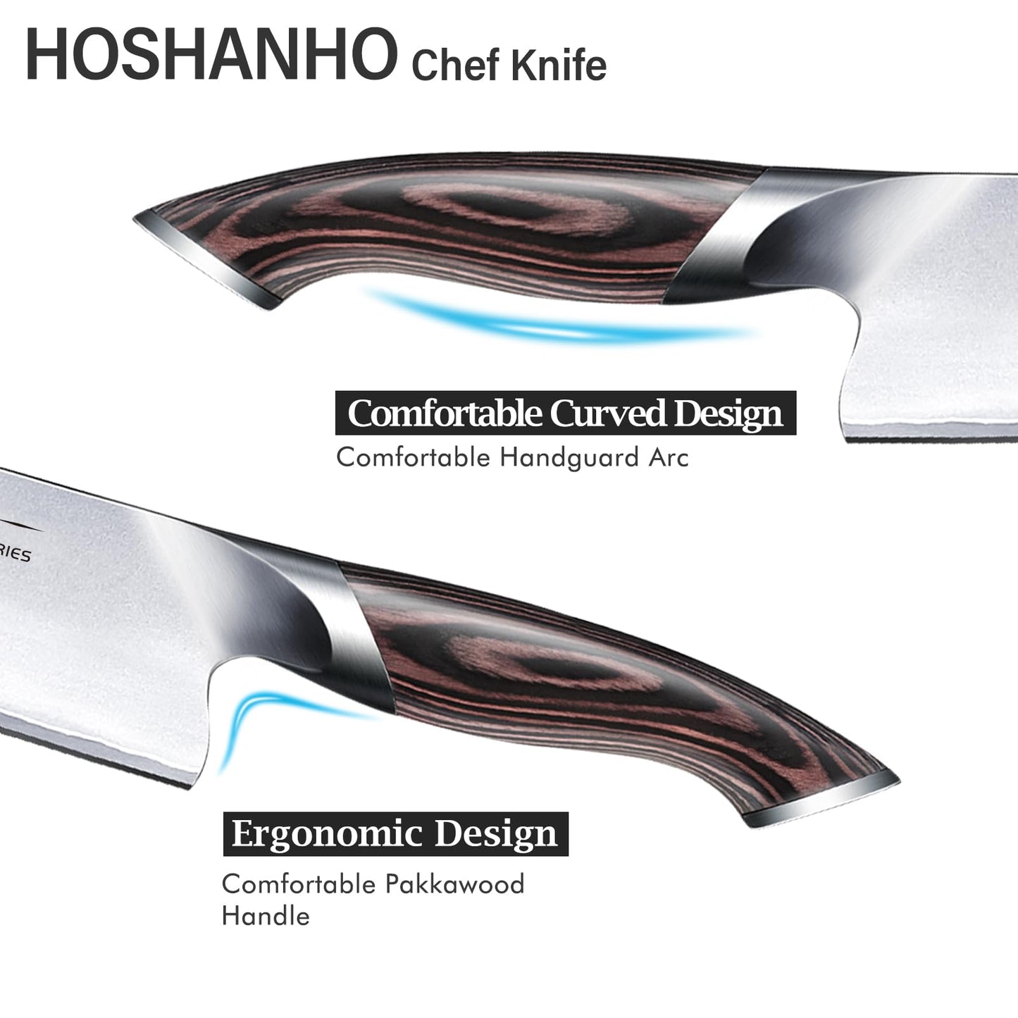 HOSHANHO Kitchen Knife in Japanese High Carbon Steel, Professional High-Class Chef's Knife 8 inch, Non-slip Ultra Sharp Cooking Knives with Ergonomic Handle