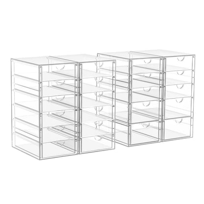 ARSTPEOE 22 Drawers, Acrylic Desk Makeup Organizer, Plastic Drawers Organizer, Stackable Storage Solution for Makeup, Dresser, Office, Bathroom Clear Plastic Craft and Bead Storage Cabinet