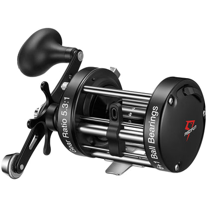 Piscifun Chaos XS Baitcasting Fishing Reel, Reinforced Metal Body Round Baitcaster Reel, Smooth Powerful Saltwater Inshore Surf Trolling Reel, Conventional Reel for Catfish (Black 60 Right Handed)