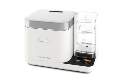 KitchenAid Grain and Rice Cooker 8 Cup with Automatically Sensing Integrated Scale + Water Tank, KGC3155, Porcelain White