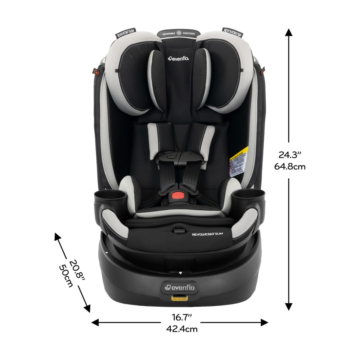 Evenflo Revolve360 Slim 2-in-1 Rotational Car Seat with Quick Clean Cover (Salem Black)