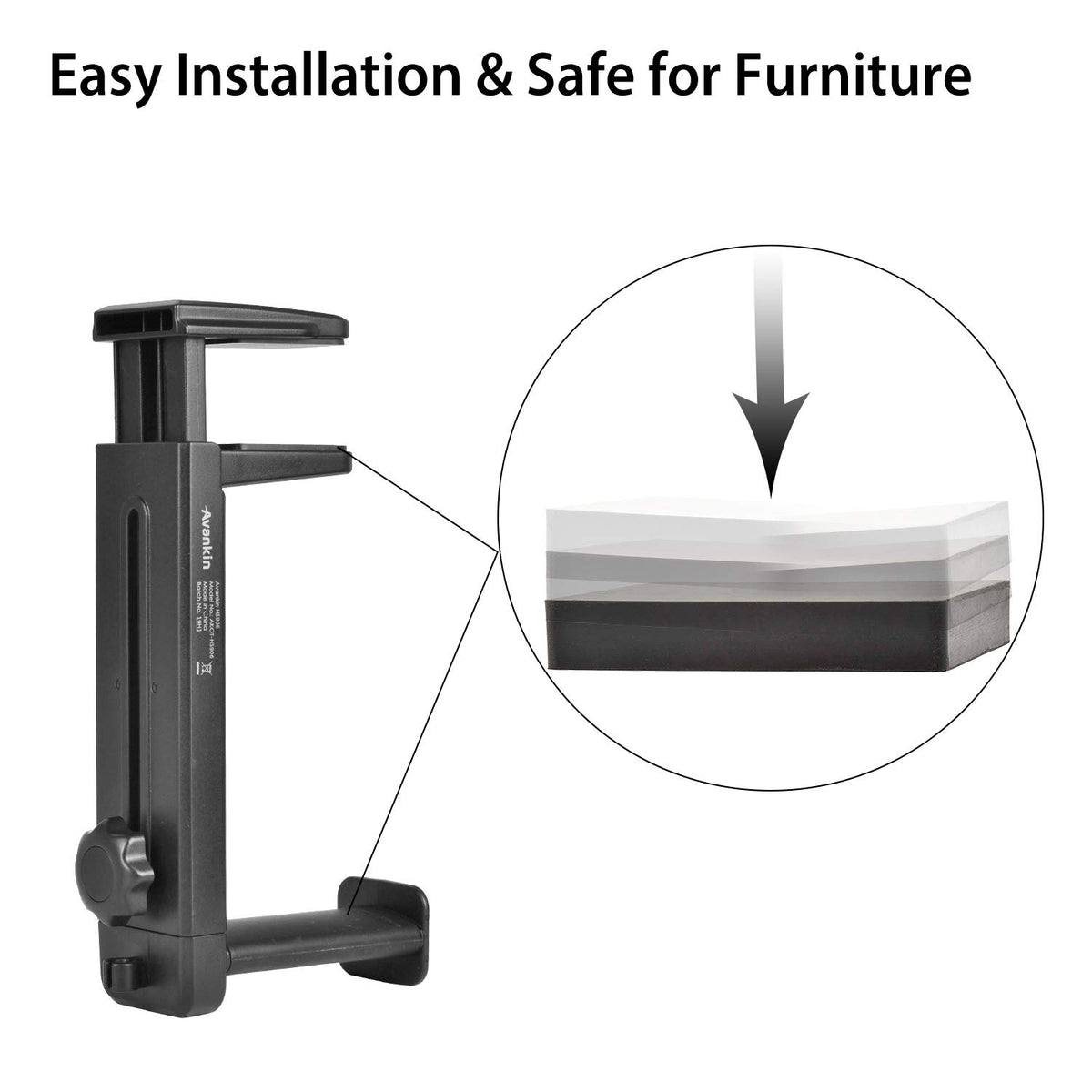 NEETTO HS906 Headphone Stand & Hanger 2 in 1, Above & Under Desk Gaming Headset Holder Mount Hook with Height Adjustable & Rotating Clamp, Earphone Rack with Cable Clip