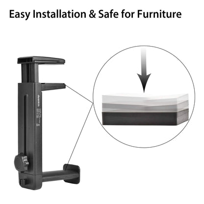 NEETTO HS906 Headphone Stand & Hanger 2 in 1, Above & Under Desk Gaming Headset Holder Mount Hook with Height Adjustable & Rotating Clamp, Earphone Rack with Cable Clip