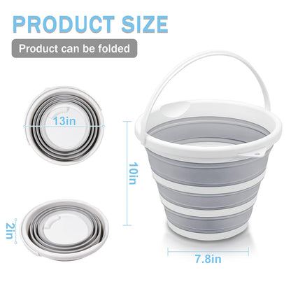 2-Pack Collapsible Buckets - 2.6 Gallon (10L) Large Capacity, Essential for RV, Garden Cleaning, Car Washing, Camping, Fishing, Multi-Purpose Durable Portable Buckets, Easy Storage, Use Anywhere