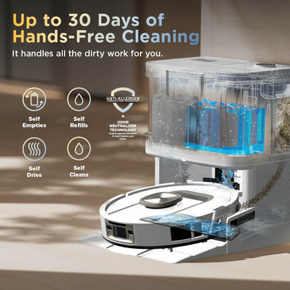 Shark Robot Vacuum & Mop Combo, PowerDetect ThermaCharged NeverTouch Pro, Self-Emptying, Self-Refill with Heated Mop Cleaning, 60-Day Capacity, 30-Day Tank, 6 PowerDetect Technologies, White, AV2900XE